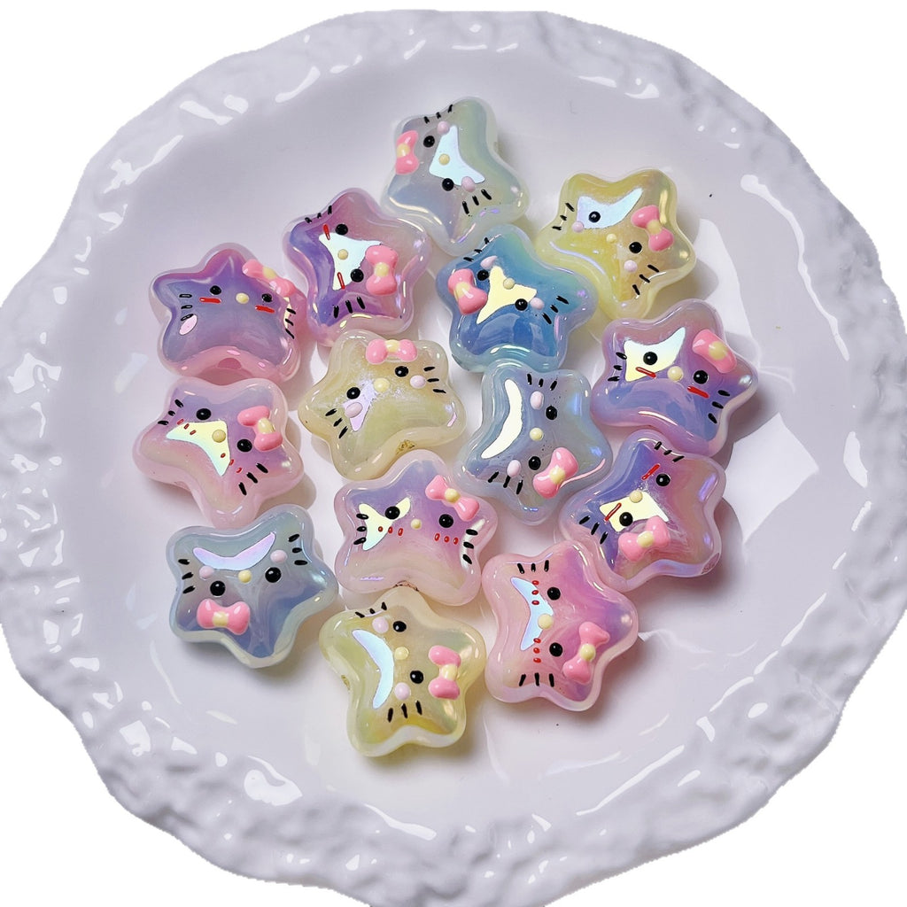 Luminous Hello KT Star Acrylic Beads 20mm Assorted Colors 10pcs 5