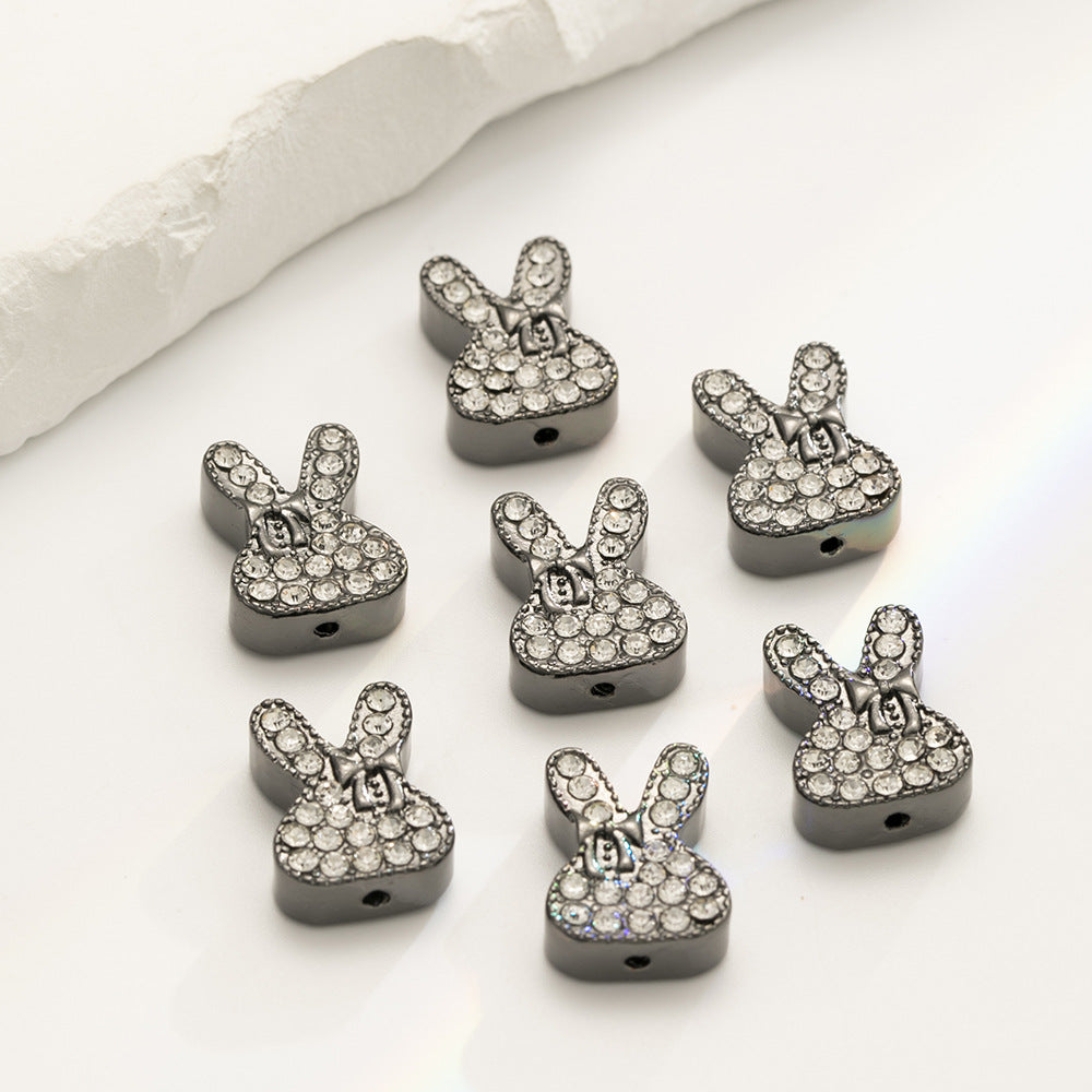 Rhinestone Rabbit Alloy Beads 17mm Colorful Sparkle 10pcs 6