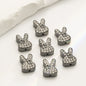 Rhinestone Rabbit Alloy Beads 17mm Colorful Sparkle 10pcs 6