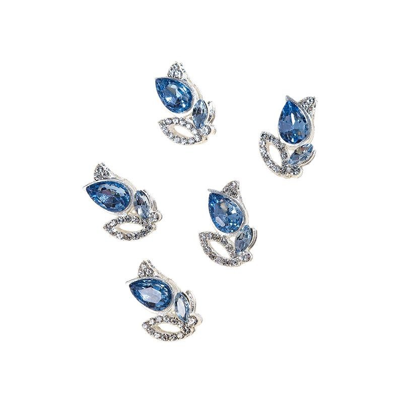 Enchanted Tulip Rhinestone Beads 20mm Alloy Floral Pave 5pcs 5