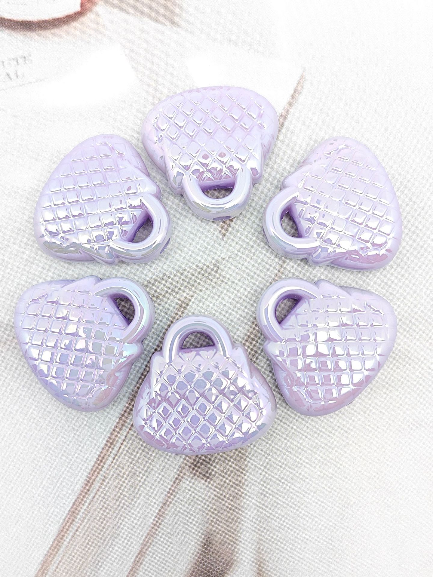 UV Plating Handbag Acrylic Beads 23x22x7mm Pastel Glossy 50pcs 9