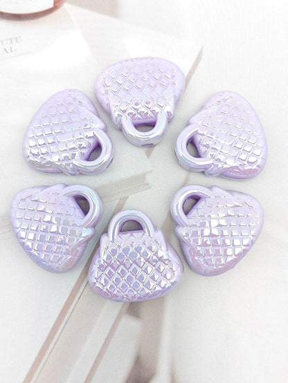 UV Plating Handbag Acrylic Beads 23x22x7mm Pastel Glossy 50pcs 9