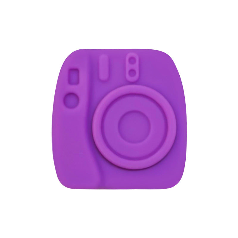 Silicone Focal Beads Camera Solid Color Embossed 20pcs 8