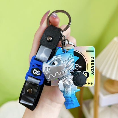 Heavy Metal Dinosaur Keychain PVC Robotic Futuristic Design 8