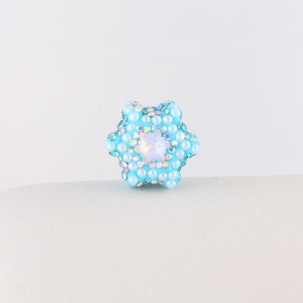 Polymer Clay Hexagonal Star Rhinestone Beads 23mm Full Rhinestone 6pcs 13