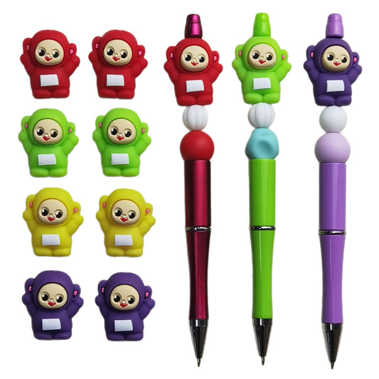 Silicone 3D Focal Beads Cartoon Baby Antenna Smiling Face Raised Antennae 20pcs
