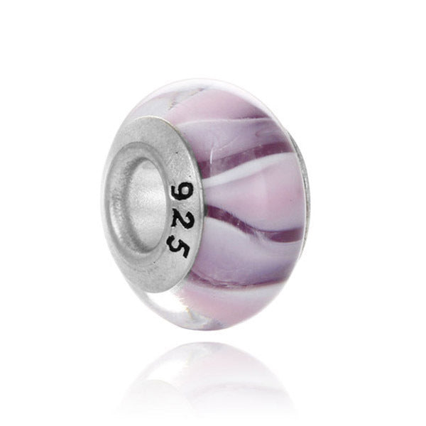 Glass Large Hole Spacer Beads 14mm Rainbow Candy Section Striped 20pcs 12