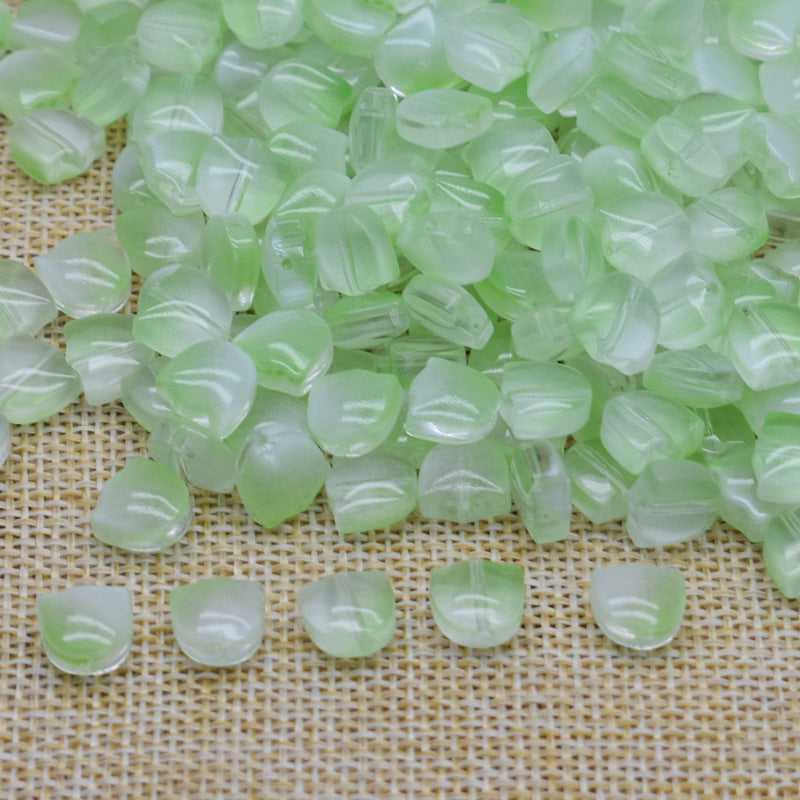 Gradient Tulip Petals Leaves Glass Beads Petal 9mm Leaf 14mm 100pcs 13