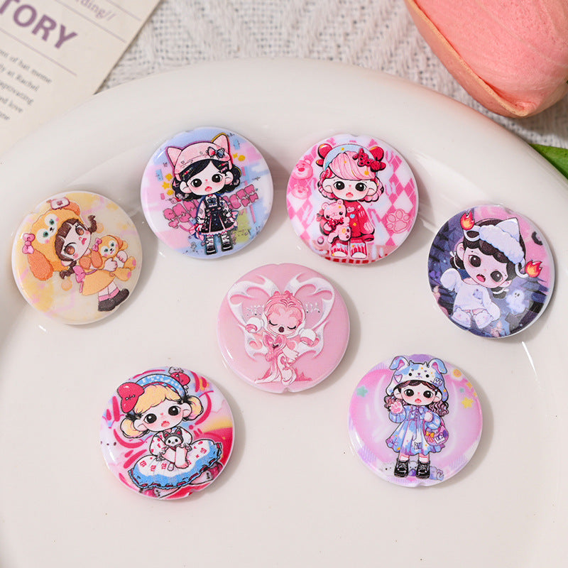 Flat Round Acrylic Beads 25mm Anime Pretty Girl Printed Resin 10pcs 3