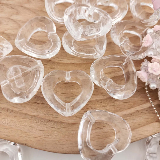 Clear Heart 26mm Acrylic Bead Frame Transparent 40pcs 2