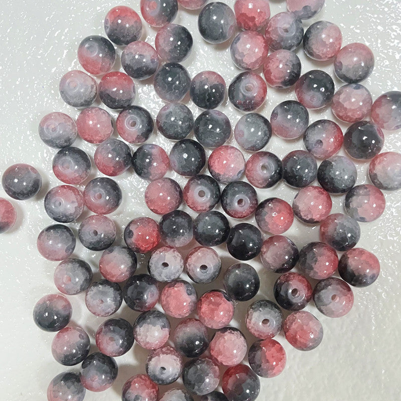 Gradient Crackle Round Glass Beads 10mm Pastel Mixed Colors 100pcs 24