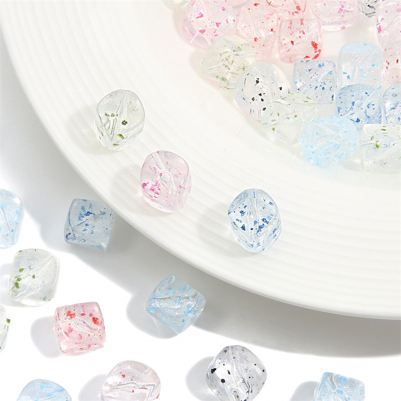 Transparent Flower Acrylic Beads 13x16mm Colorful Speckled 20pcs 3