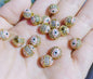 Round Rhinestone Beads 8mm 10mm Evil Eye Enamel Brass 1pc 9