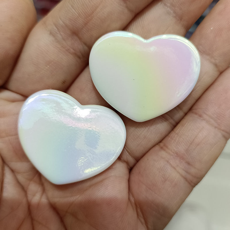 UV Plating Glossy Heart Acrylic Flat Beads 26-32mm 100pcs 4
