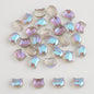 Plating Flat Cat Head Glass Beads 8mm x 10mm Iridescent Colors 30pcs 19