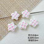 Star and Heart Metal Beads 13mm Baking Painted Houndstooth 10pcs 6