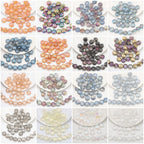 Electroplated Flat Spiral Glass Beads 12mm Metallic Iridescent 30pcs 4