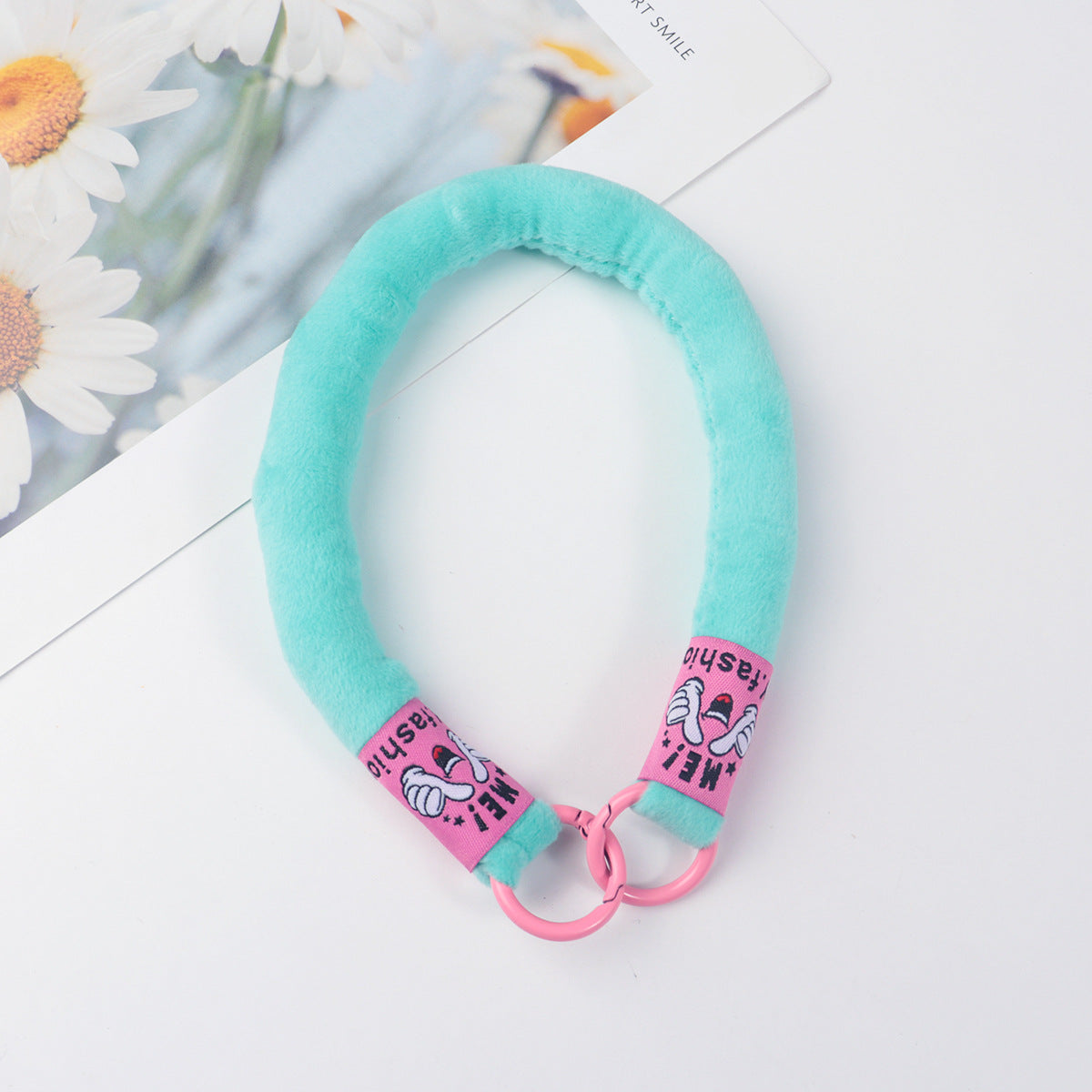 Plush Fabric Stuffed Lanyard Phone Keychain Soft Pastel Colors 2pcs 9