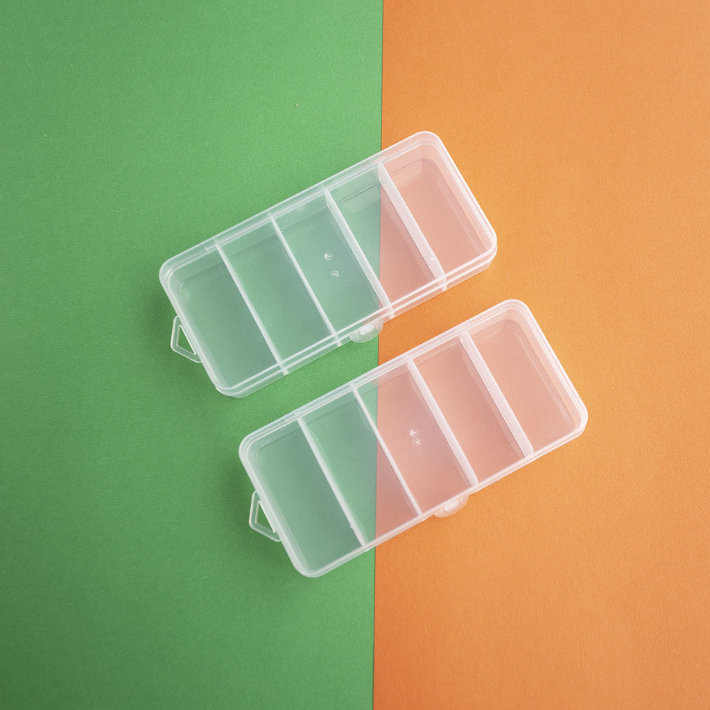 Clear Plastic Organizer Boxes Slim 5 Compartment 13cm 4pcs 3
