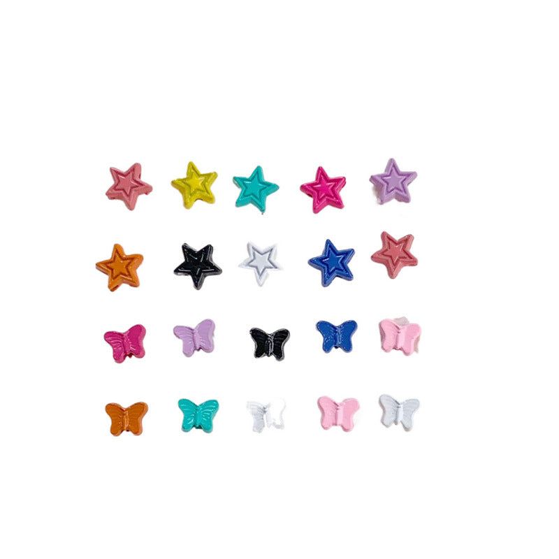 Star Butterfly Metal Beads 5mm Candy Colored Baked Painted 20pcs 5