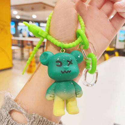 Creative Resin Cartoon Gradient Bear Keychain Metal Material 9
