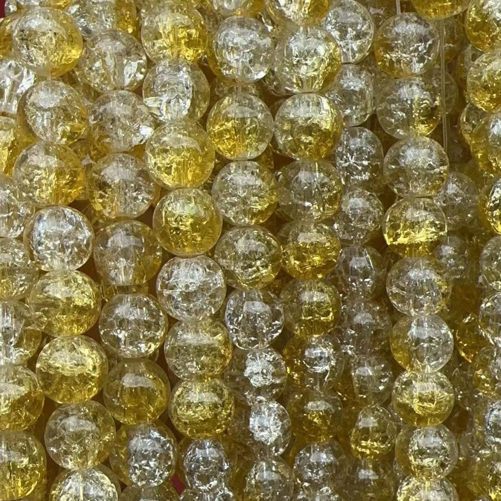 Crackle Round Glass Beads 10mm Dual Color Gradient Lavender Gold 10Strands 8