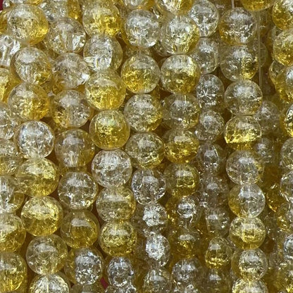 Crackle Round Glass Beads 10mm Dual Color Gradient Lavender Gold 10Strands 8