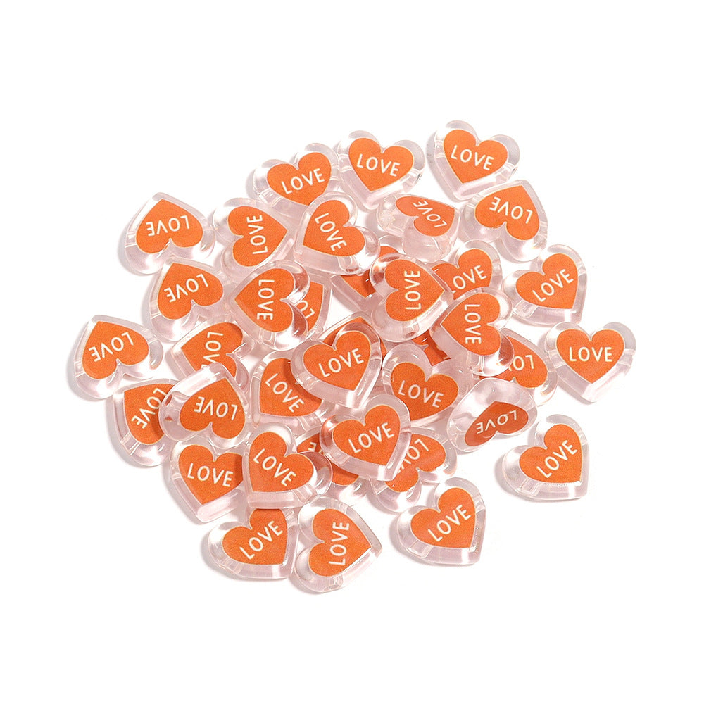 Heart Acrylic Beads 20mm White Transparent Love Horizontal Hole 20pcs 14