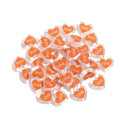 Heart Acrylic Beads 20mm White Transparent Love Horizontal Hole 20pcs 14
