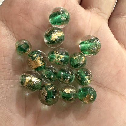 Lampwork Glass Beads Round 8mm 10mm Ancient Gold Silver Foil 100pcs 9