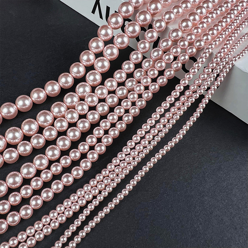 Pearl Glass Beads Round 3-12mm Cherry Pink Imitation