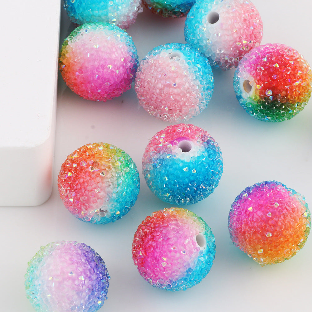 Gradient Bubblegum Beads 18mm Pink to Blue Sparkle Textured 10pcs 2