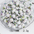 Plating Halloween Witch Acrylic Round Beads 16mm Mixed 50pcs 4