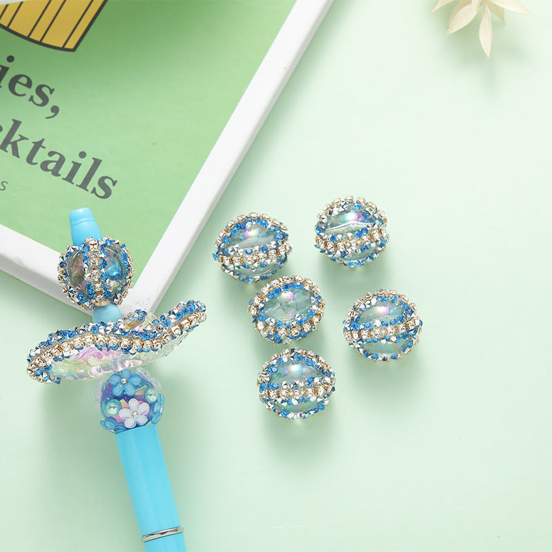 Bubblegum Oval Rhinestone Beads 16mm Chunky Acrylic 10pcs 3