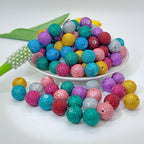 Glitter Round Acrylic Beads 16mm Colorful Powder Wrapped 50pcs 4