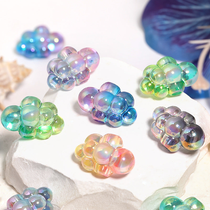 Plating 3D Cloud Acrylic Beads 16x24mm Transparent Iridescent 50pcs
