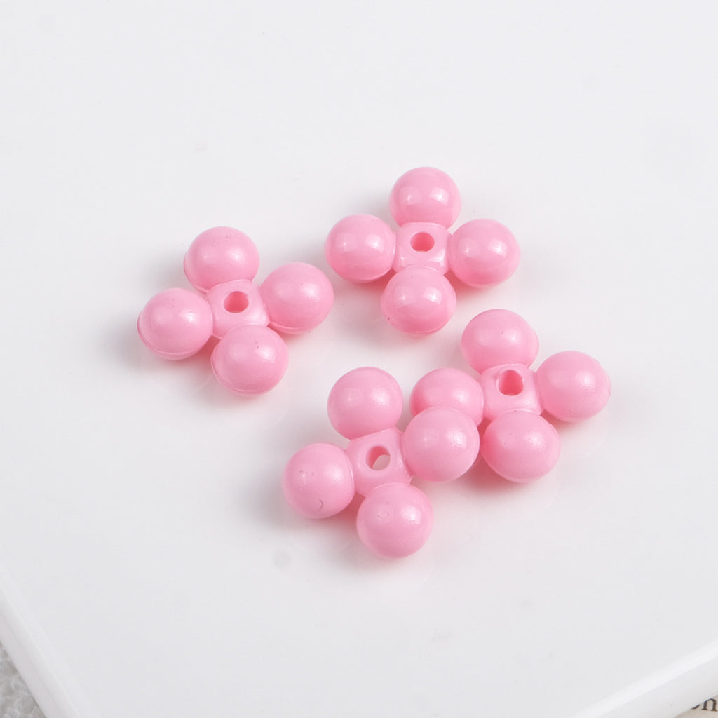 Acrylic Round Four Leaf Petal Spacer Beads 10mm Colored Baking Painted 100pcs 3