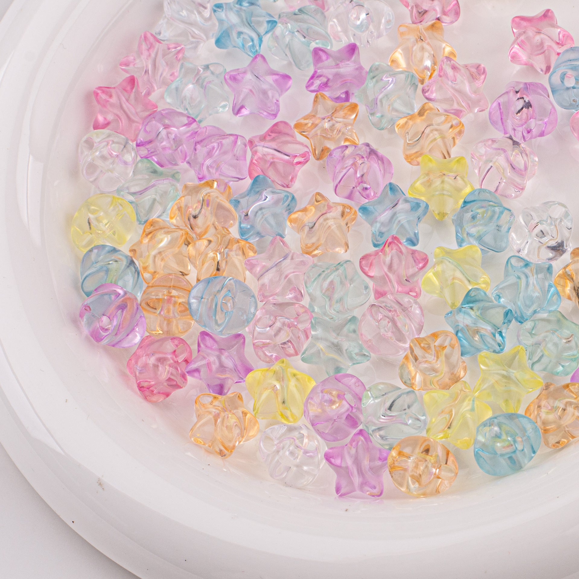 Frosted Small Star Acrylic Beads 11mm Transparent Jelly Color 50pcs