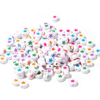 Colored Five-Pointed Flat Acrylic Beads 7mm Glossy Mixed 100pcs 5