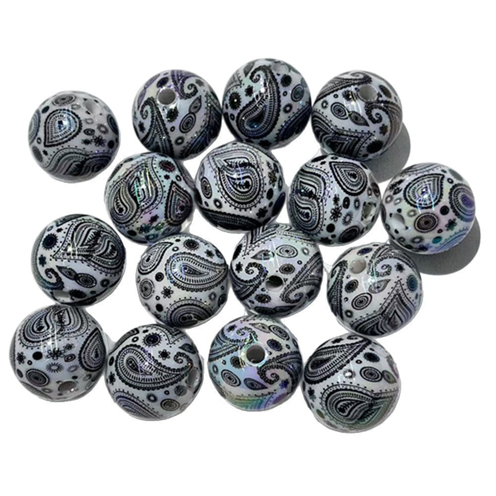 Plating Round Acrylic Beads 16mm Bohemian Style Glossy 100pcs 5