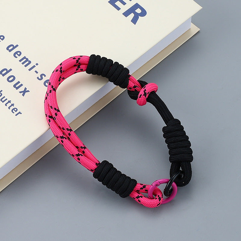 Dual Color Knotted Double Ring Phone Wristlet Keychain Nylon 3pcs 3