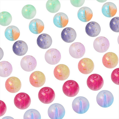 Frosted Round Glass Beads 10mm Matte Gold Fleck Mixed Colors 60pcs 5