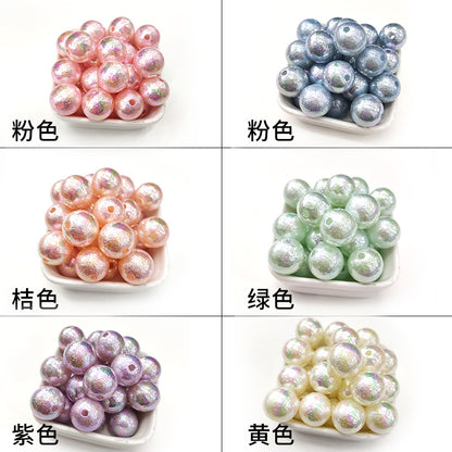 Plating Round Acrylic Beads 16mm Iridescent Wrinkle Texture 50pcs 4