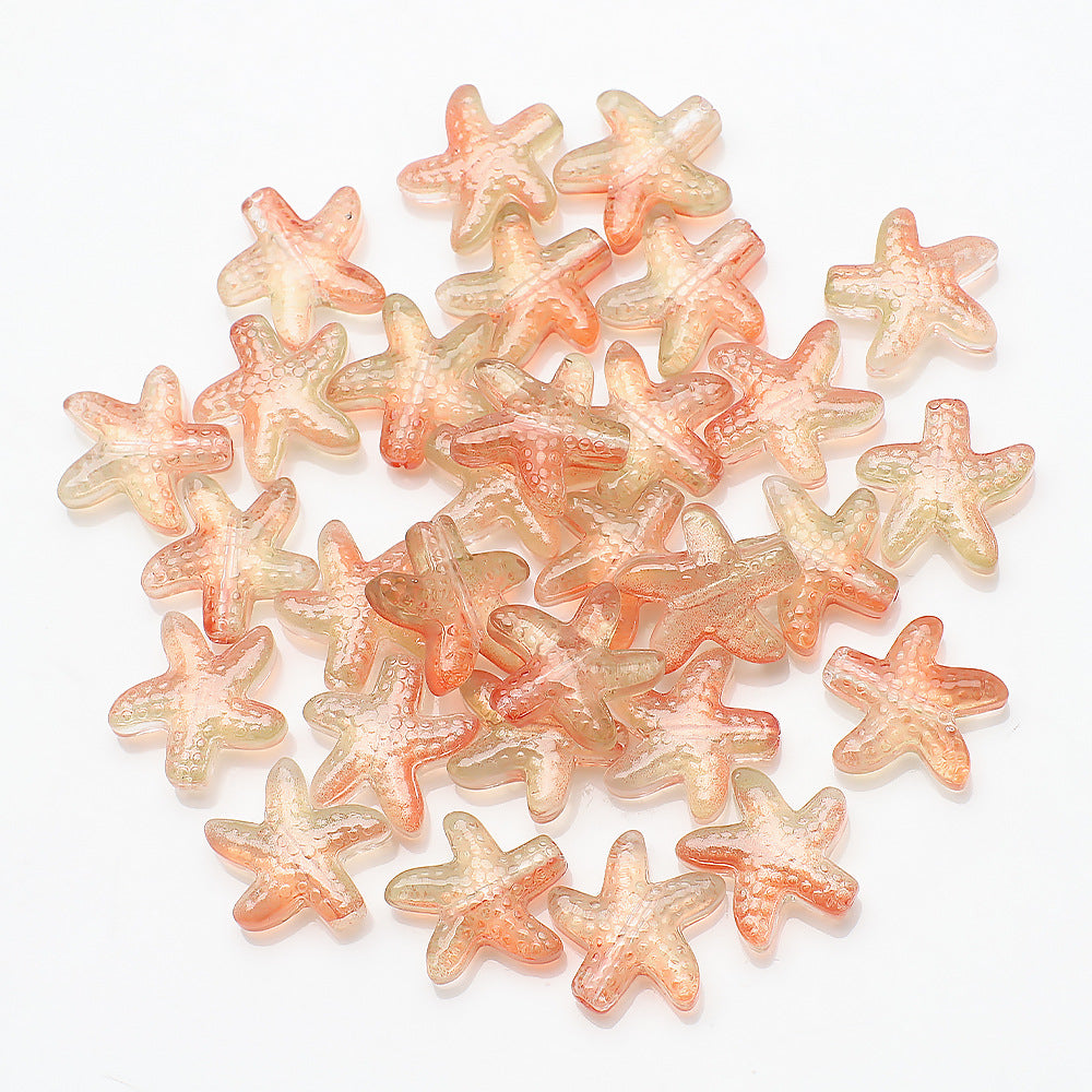 Electroplated Starfish Glass Beads 13-14mm Transparent 30pcs 23