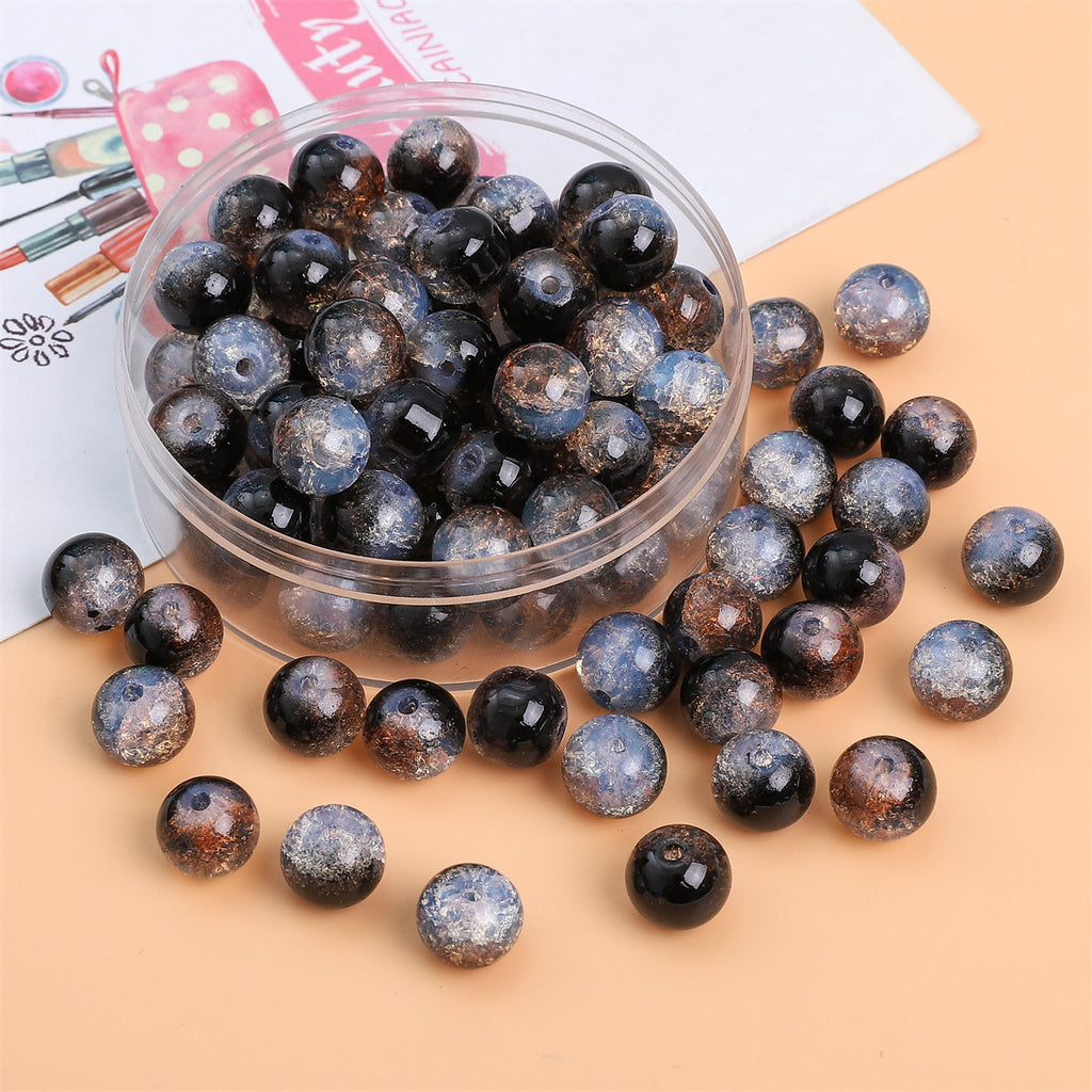 Crackle Round Glass Beads 8mm Multicolor Mixed 30pcs 13
