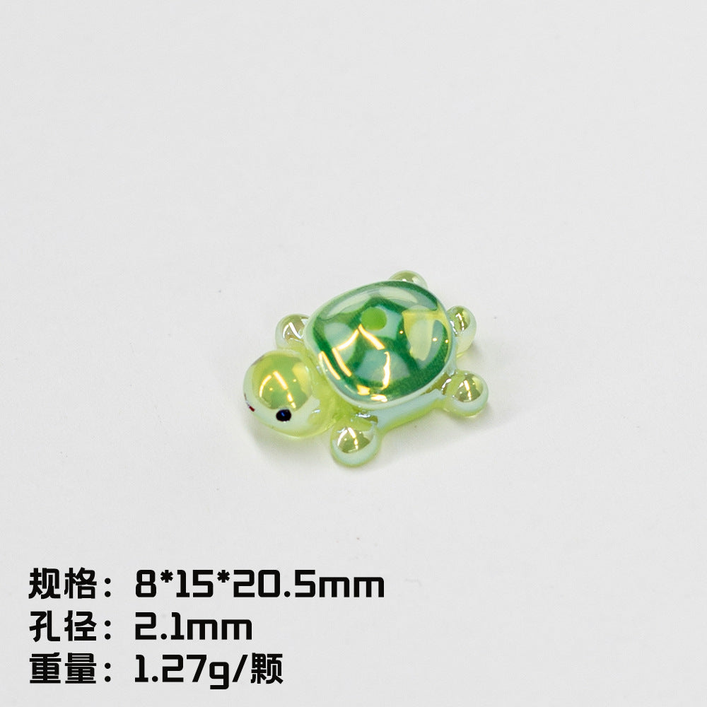 Glow In The Dark 3D Turtle Resin Beads 20mm Colorful Glossy 10pcs 9