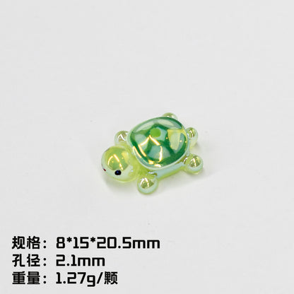 Glow In The Dark 3D Turtle Resin Beads 20mm Colorful Glossy 10pcs 9