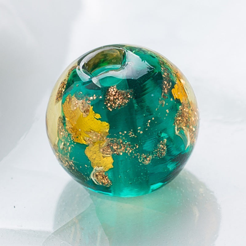 Lampwork Glass Beads Round 8/10/12mm Gold Foil Flakes Filled 50pcs 8
