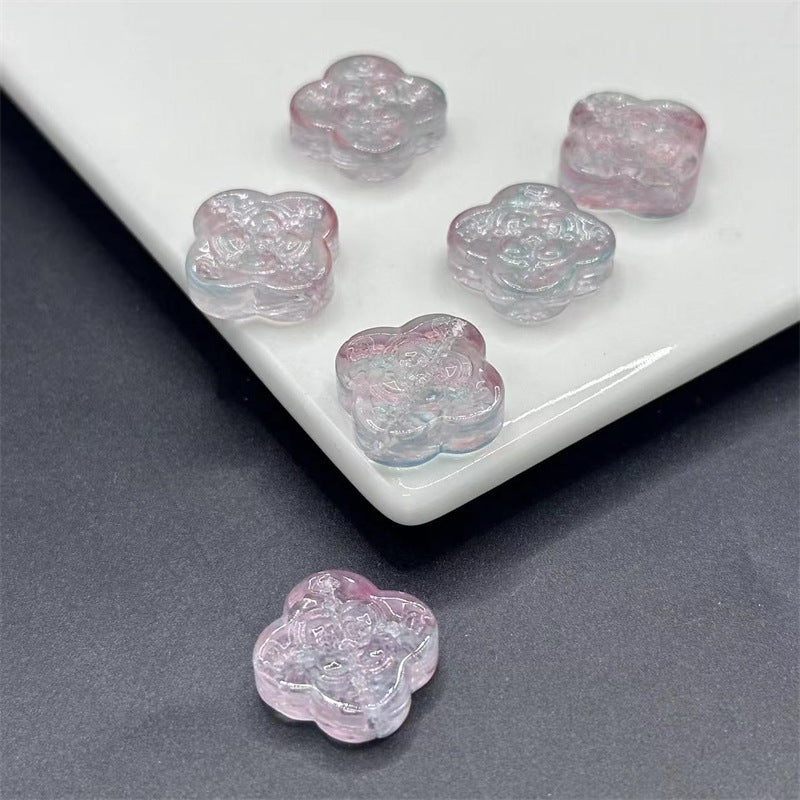 Transparent Clover Shape Glass Beads 14mm Soft Smoky Blue 100pcs 4