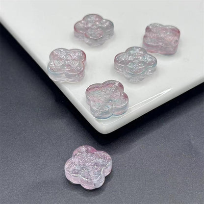 Transparent Clover Shape Glass Beads 14mm Soft Smoky Blue 100pcs 4